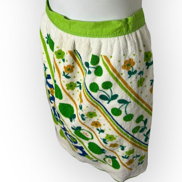 Vintage 1970s Royal Terry Kitchen Apples & Pears Green & White Terry Cloth Apron - Picture 4 of 12